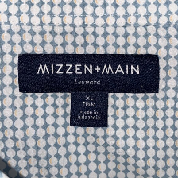 Mizzen + Main Leeward   Mens XL Polka Dot Shirt  Trim Fit Stretch - Picture 3 of 10